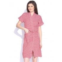 Red Rose Red Striped Bath Robe