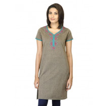 Mother Earth Women Striped Grey Kurta