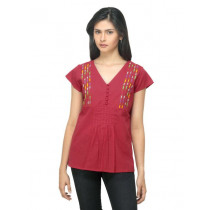 Fabindia Women Red Cambric Top