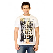 United Colors of Benetton Men Printed White Tshirts
