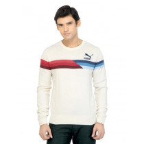 Puma Men Lifestyle Knitted Cream Sweaters