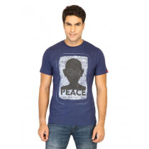 Probase Men Printed Navy Blue Tshirts
