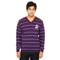 Scullers Men Stripes Purple Sweaters