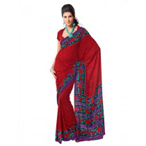 Prafful Red & Black Printed Sari