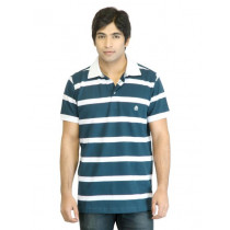 United Colors of Benetton Men Blue Striped T-shirt
