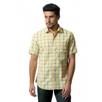 John Players Men Gingham Yellow Shirt