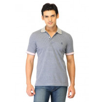 United Colors of Benetton Men Stripes Grey Polo T-shirts
