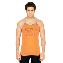 Facit Men Square Neck Orange Innerwear Vest