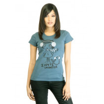 United Colors of Benetton Women Blue Printed T-shirt