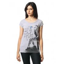 Flying Machine Women Grey T-shirt