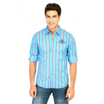 Spykar Men Stripes Blue Shirts