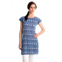 Urban Yoga Women Printed Blue Kurta
