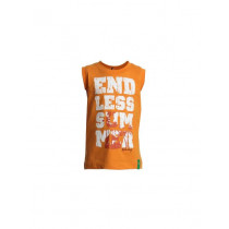 Gini and Jony Boys Printed Orange T-shirt