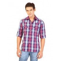 Lee Men Navy Blue & Red Check Shirt