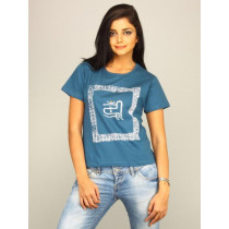 Tantra Women's Shlokas Blue T-shirt