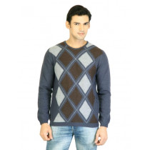 United Colors of Benetton Men Blue Check Sweater