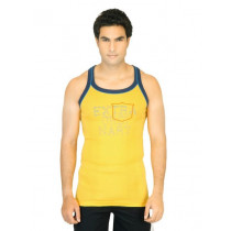 Facit Men Square Neck Yellow Innerwear Vest