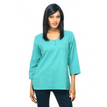 Fabindia Women Striped Green Top