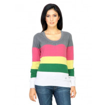 ADIDAS Women Stripes Pink Sweaters