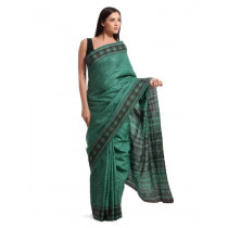 Fabindia Printed Green Silk Sari