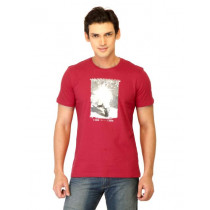 United Colors of Benetton Men Printed Red Tshirts