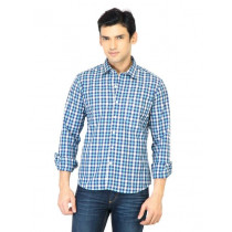 John Players Men Check Blue Shirt