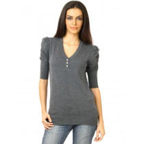 United Colors of Benetton Women Solid Grey Tops