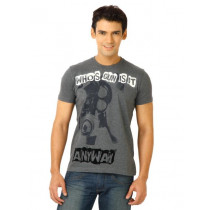 United Colors of Benetton Men Printed Grey Tshirts