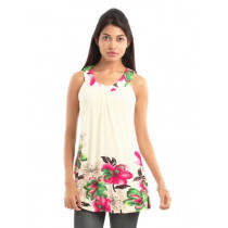 109F Women Cream-Coloured Printed Tunic