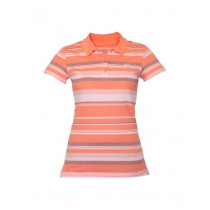 Nike Women Orange Striped Polo T-shirt