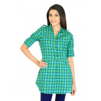 Mother Earth Women Checks Green Shirts