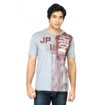 John Players Men Printed Grey T-Shirt