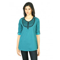 Wrangler Women Lace Blue Top