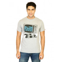 Probase Men Printed Grey Tshirts