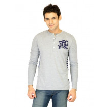 Probase Men Solid Grey Tshirts