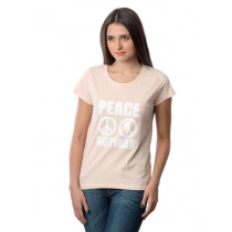 Myntra Women Peace Not War Peach T-shirt