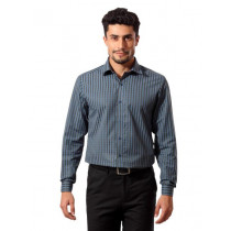 John Players Men Satin Stripes Blue Shirt