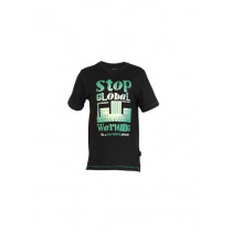Doodle Boy Stop global warming Black Tshirts