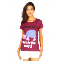 Jealous 21 Women's Always Late But Burgundy Red T-shirt