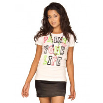 Spykar Women's Paint Your Life White T-shirt