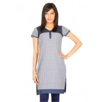 Vishudh Women Pigment Print Navy Blue Kurtas