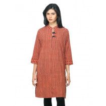 Fabindia Women Orange Hand Block Printed Kurti