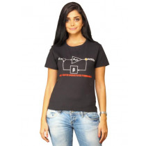 Myntra Women's I Only Give Negative Feedback Black T-shirt