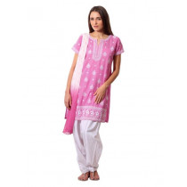 Aneri Women Pink & White Salwar Suit