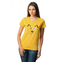 Myntra Women Cute Dog Yellow T-shirt