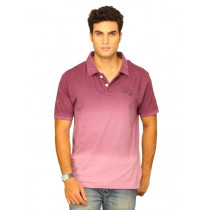 Wrangler Men's Dip Dyed Polo Purple T-shirt