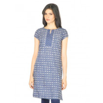 W Women Small Flower Pattern Blue Kurta