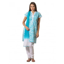 Aneri Women Blue & White Printed Salwar Suit