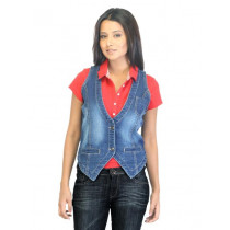 Jealous 21 Women Washed Blue Waistcoat