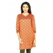 Mother Earth Women Printed Orange Kurta